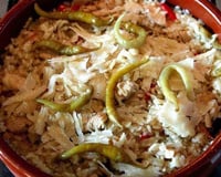 Rizotto de poulet à la basquaise