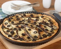 Tarte aux aubergines, féta et olives noires