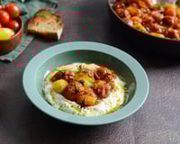 Tomates cerises confites et crémeux à la féta