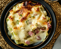 Gratin de chou chinois jambon et mozzarella