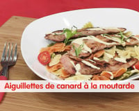 Aiguillettes de canard à la moutarde fine et forte et à l'estragon