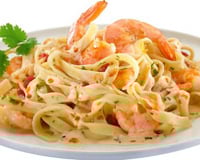 Tagliatelles et crevettes géantes au Philadelphia