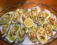 Huîtres chaudes au champagne et poireaux