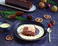 Bûche glacée et crème anglaise