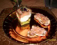 Verrines de saumon à l'avocat /saumon/boursin et ses minis barques saumonés