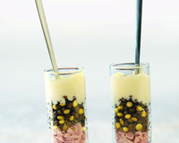 Verrine de lentilles, jambon et fromage frais