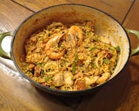 Paella poulet et poisson