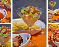 Cette verrine estivale est composée d'une pana cotta de maïs et d'une salsa de légumes crus. Accompagnée de petites brochettes de poulet au bacon, de chips de maïs et…