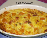 Clafoutis de potiron à la sauge et aux lardons
