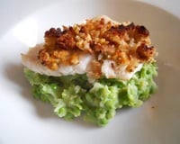 Crumble de cabillaud, écrasé de petits pois