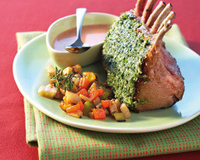 Carré d'agneau aux herbes en croûte