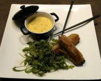 Croustillant de canard aux cerises, émulsion de patate douce