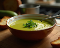 Velouté froid de courgettes au basilic