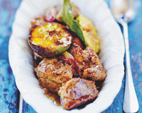 Filet mignon caramélisé et figues rôties