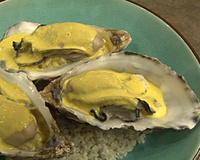 Huîtres chaudes, poireaux, curry