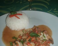 Crevettes flambées au rhum brun