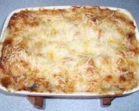 Lasagnes où la viande est remplacée par des fruits de mer.