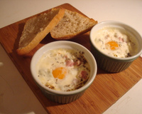 Œufs cocottes aux dés de jambon