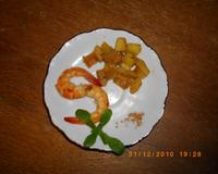 Recette à base de crevettes et de pommes vertes flambées