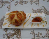 Rabote Picarde à la confiture de lait et fruits secs, caramel de cidre au beurre salé