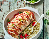 Orloff de veau, tomate, mozzarella et risotto d'oseille