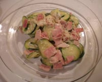 Courgettes à la crème fraiche et au jambon