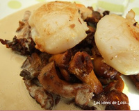 Saint-Jacques sur lit de girolles et sa petite sauce au foie gras