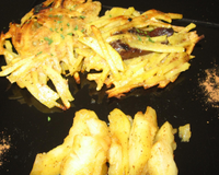 Galette de pomme de terre - boudin noir et compote caramélisée