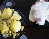 Tranche de gigot, crème à l'ail de Lomagne