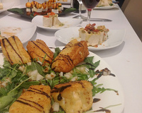 Brie pané farci aux noix et à la poire