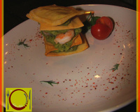 Mille feuille d'avocats aux Gambas