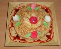 Faire un gâteau fondant nature, ensuite faire une crème au pralin, et coupé une pomme et le tour est joué !