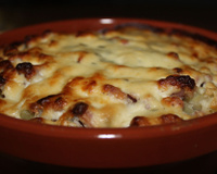 Gratin de pommes de terre, lardons et Roquefort