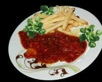 Mincerettes de porc, fondue de poivron au sirop d'érable