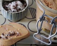 Fleur de sel d'algarve Cérébos, foie gras au micro-ondes et au grué de cacao