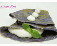 Crêpe à la violette et sa crème mentholée