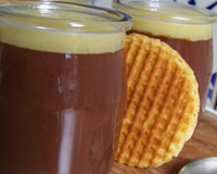 Flan choco du placard, avec son couvercle au chocolat blanc