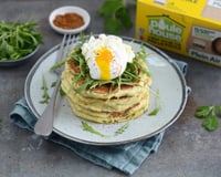 Pancakes aux herbes et son œuf poché
