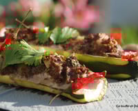 Courgettes colorées farcies au bœuf, cumin et coriandre