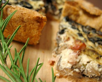 Quiche au lait ribot, champignons, lardons, boursin