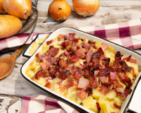 Tartiflette en crème de lardons et d'oignons