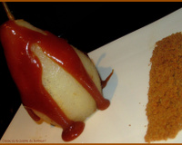 Poires pochées au sirop et caramel beurre salé