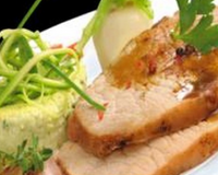 Rôti de porc et son flan de courgette