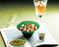 Bar et pois chiches, jus d'étrilles