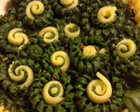 Spirale de macaroni farci aux épinards