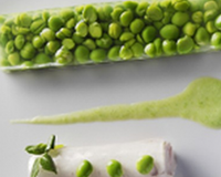 Râbles de lapin vapeur menthe, petits pois gingembre