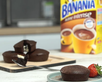 Fondant au chocolat banania, coeur au chocolat blanc