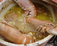 Tajine de joues de lotte aux abricots et langoustines