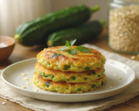 Galettes de flocons d'avoine oignons et courgettes