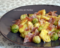 Tortellinis et choux de Bruxelles poêlés au lard et parmesan